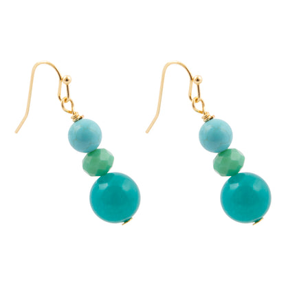 Teal Jade Golden Drop Earrings
