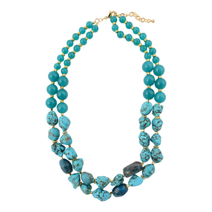 Aurora Chunky Blue Apatite Golden Statement Necklace