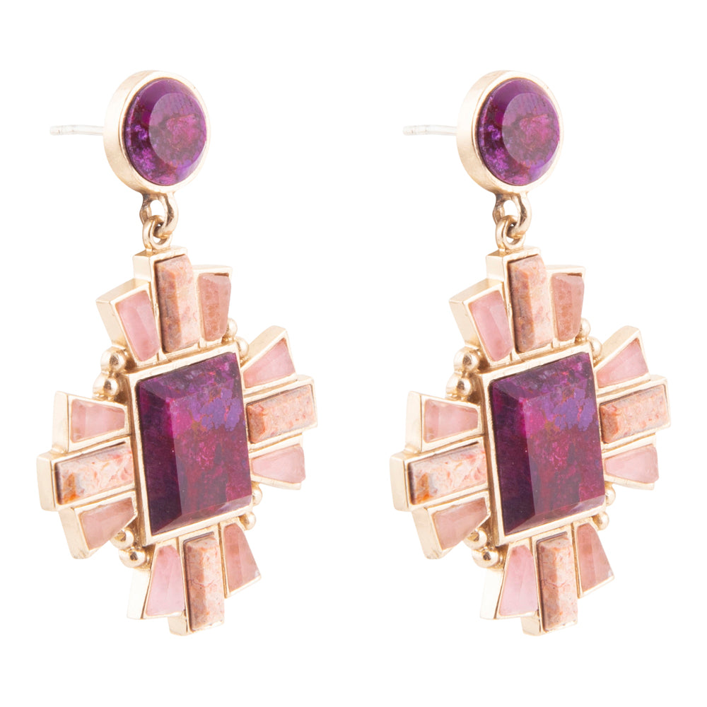 Santa Fe Purple Turquoise Golden Post Earrings