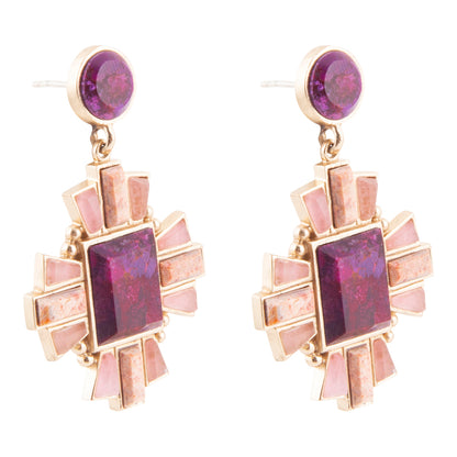 Santa Fe Purple Turquoise Golden Post Earrings
