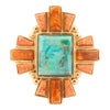 Santa Fe Blue Turquoise and Copper Opal Golden Statement Ring