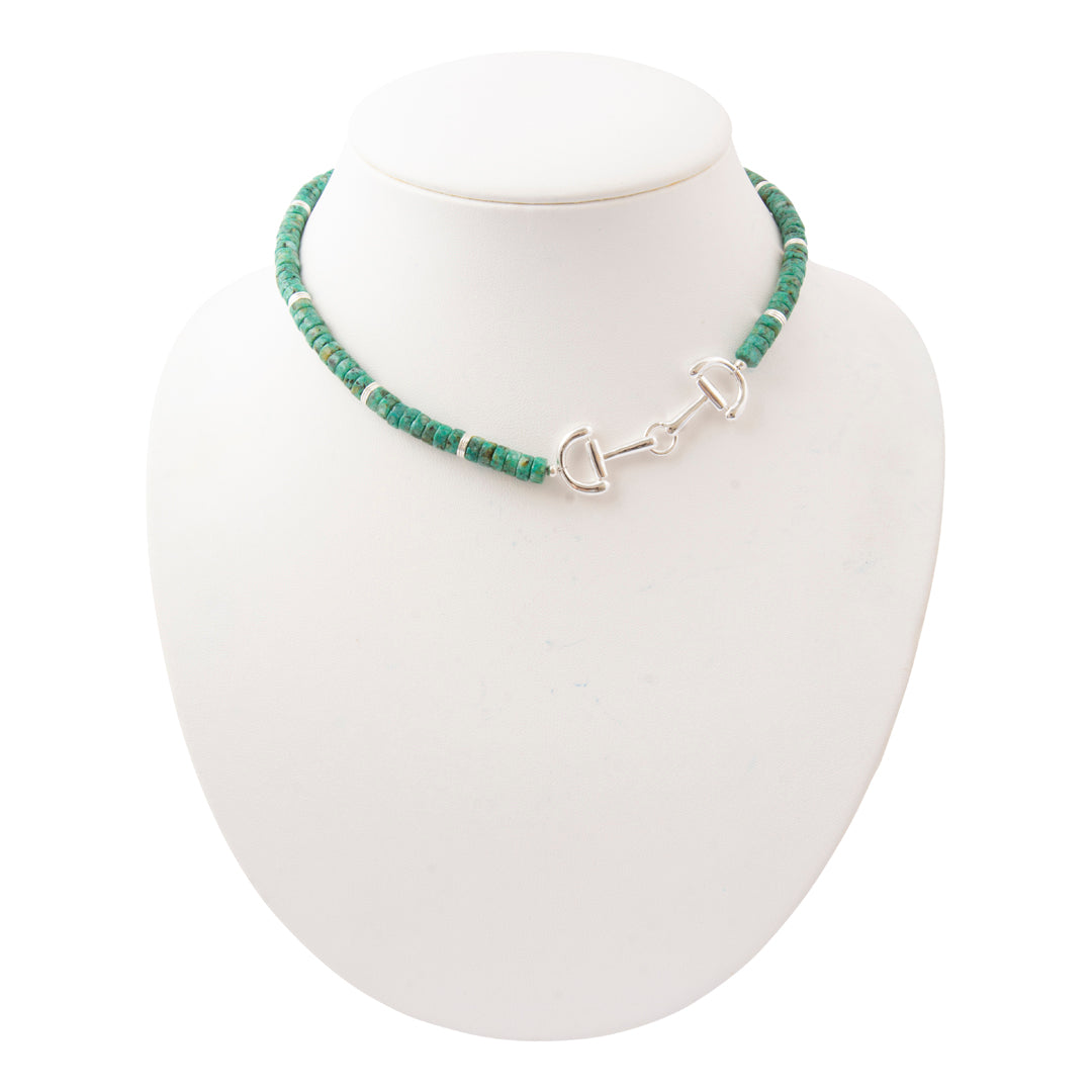 Greenish-Blue Turquoise and Silver Necklace