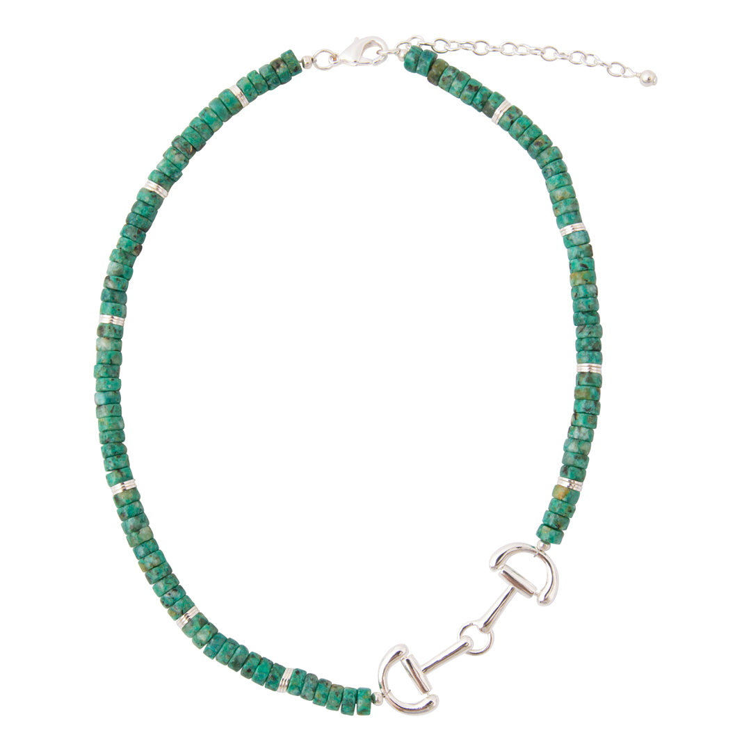 Greenish-Blue Turquoise and Silver Necklace