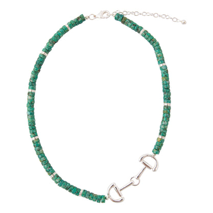 Greenish-Blue Turquoise and Silver Necklace