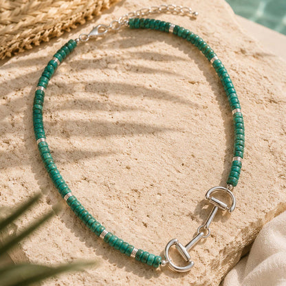 Greenish-Blue Turquoise and Silver Necklace