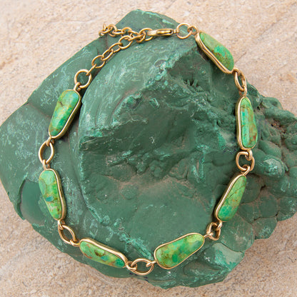 Oasis Green Turquoise Golden Link Bracelet