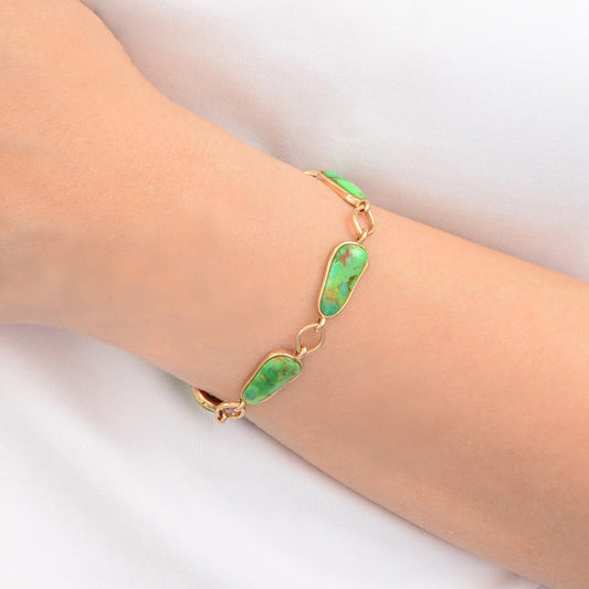Oasis Green Turquoise Golden Link Bracelet
