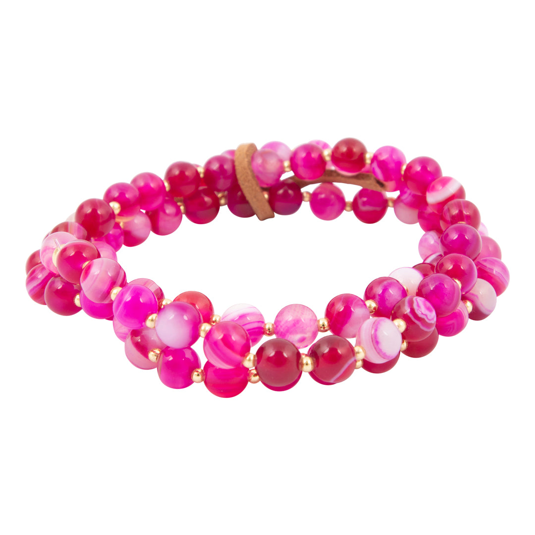 Multicolored beaded bracelet on a white background