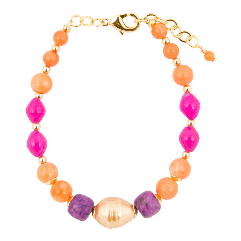 Bordeaux Purple Jade Golden Chunky Bracelet