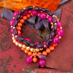 Bordeaux Purple Jade Golden Bracelet Set