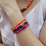 Bordeaux Purple Jade Golden Bracelet Set