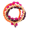 Bordeaux Purple Jade Golden Bracelet Set