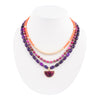 Bordeaux Purple Turquoise and Orange Jade Golden Pendant Necklace
