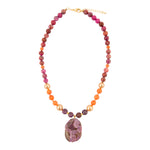 Bordeaux Purple Jasper Golden Pendant Necklace