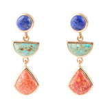 Lapis, Turquoise and Orange Earrings