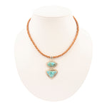 Bronco Blue Turquoise Sterling Silver Concho Pendant Leather Necklace