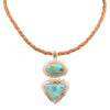 Bronco Blue Turquoise Sterling Silver Concho Pendant Leather Necklace