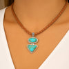 Bronco Blue Turquoise Sterling Silver Concho Pendant Leather Necklace