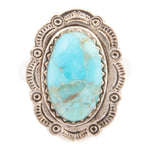 Bronco Blue Turquoise Sterling Silver Concho Ring