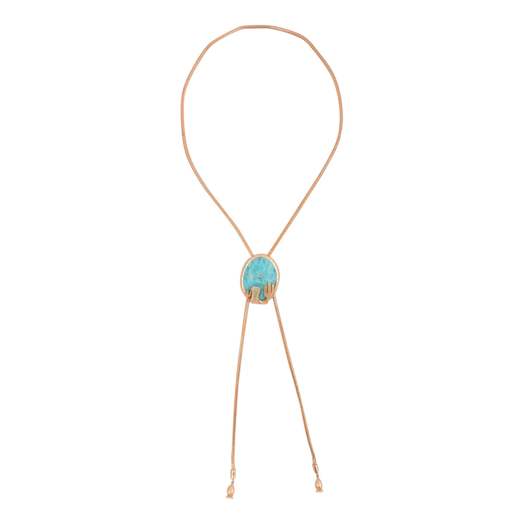 Necklace with a turquoise pendant on a white background