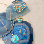 Celestial Blue Turquoise Golden Cuff Bracelet