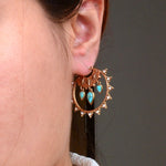 Celestial Blue Turquoise Golden Hoop Earrings