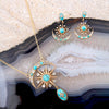 Celestial Blue Turquoise Golden Drop Necklace