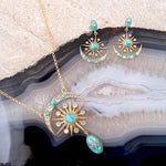 Celestial Blue Turquoise Golden Drop Necklace