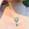 Celestial Blue Turquoise Golden Drop Necklace