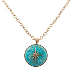 Celestial Blue Turquoise Golden Pendant Necklace