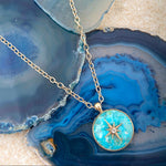 Celestial Blue Turquoise Golden Pendant Necklace