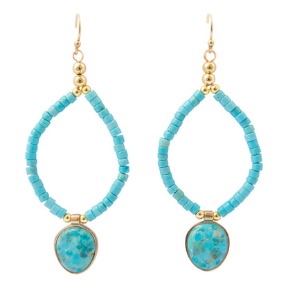 Barse Earthbound turquoise charm earrings, front view on white