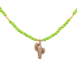 Charmed Cactus Lime Green Turquoise Golden Pendant Necklace