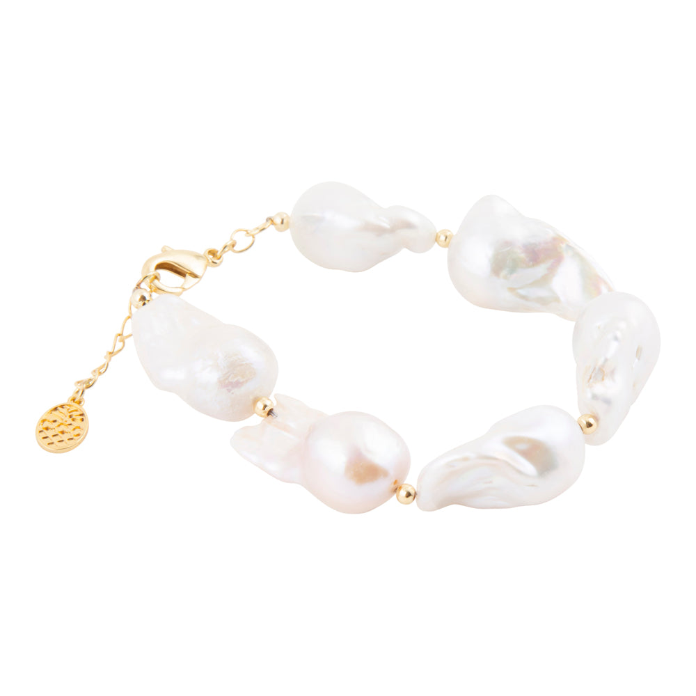 White Pearl Golden Chunky Bracelet