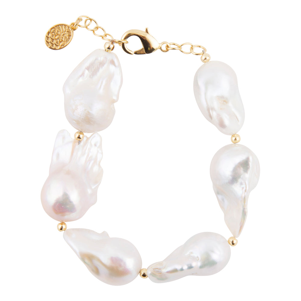 White Pearl Golden Chunky Bracelet