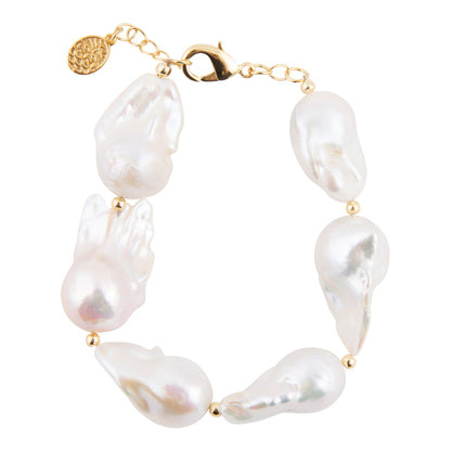 White Pearl Golden Chunky Bracelet