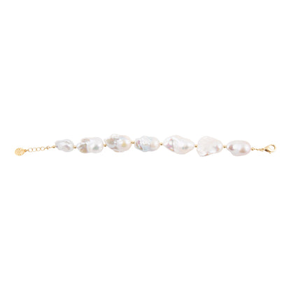 White Pearl Golden Chain Bracelet