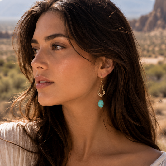 Blue Turquoise Golden Hammock Drop Earrings