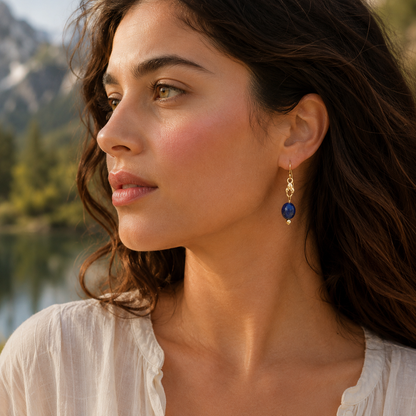 Woman wearing earrings with a natural background