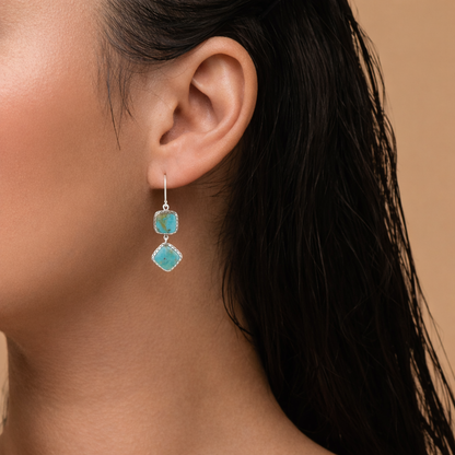 Gorgeous Blue Turquoise Silver Drop Earrings