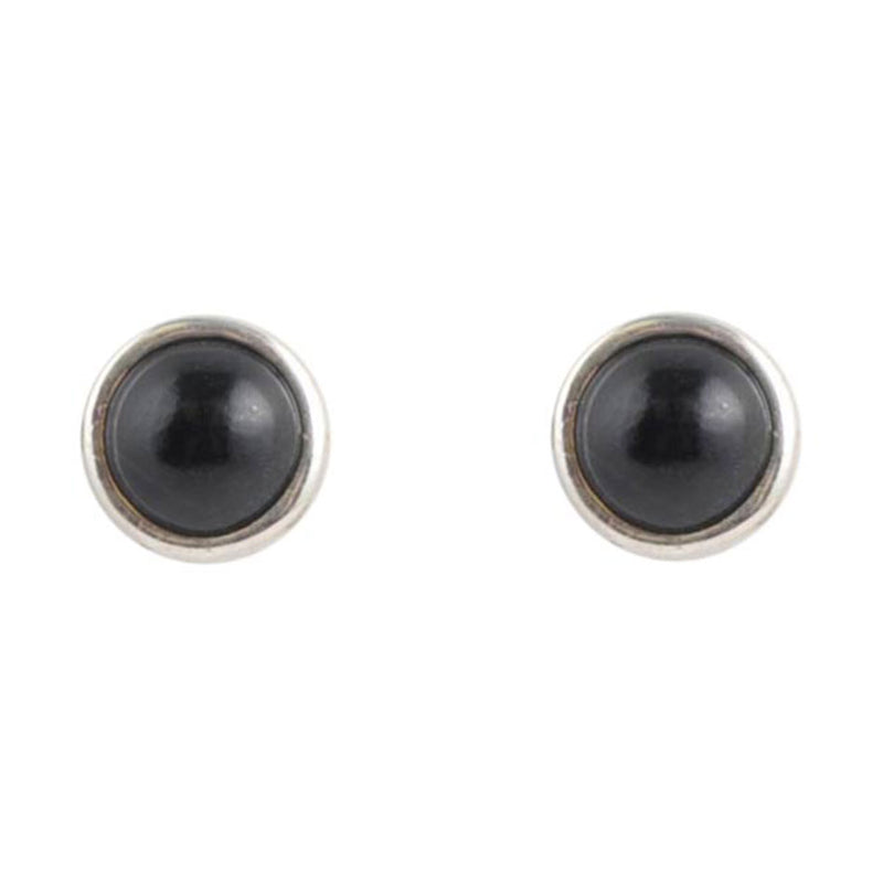 Dainty Dot Onyx and Sterling Silver Stud Earrings