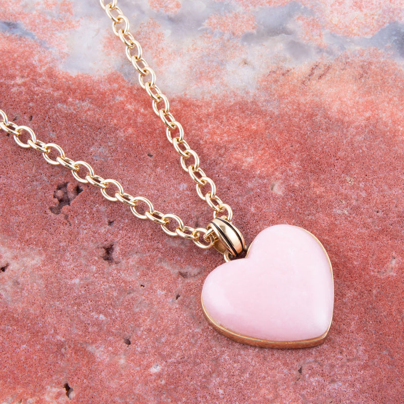 Pink Opal Golden Pendant Necklace