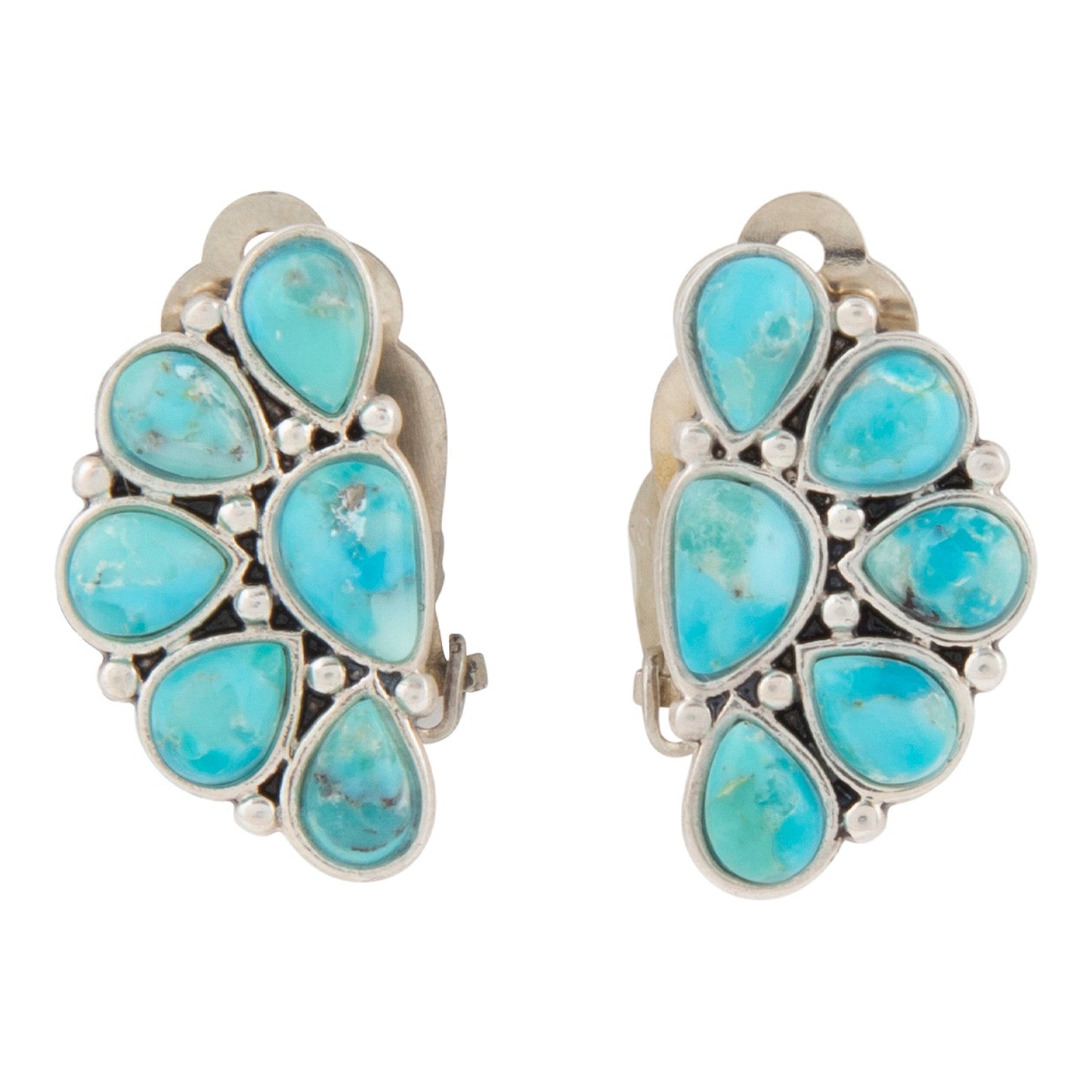 Turquoise stone earrings on a white background