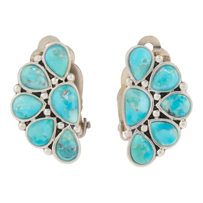 Turquoise stone earrings on a white background