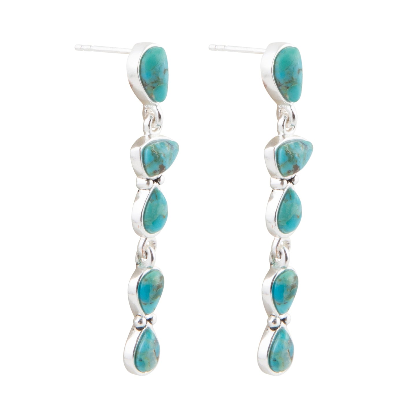 Turquoise stone earrings on a white background