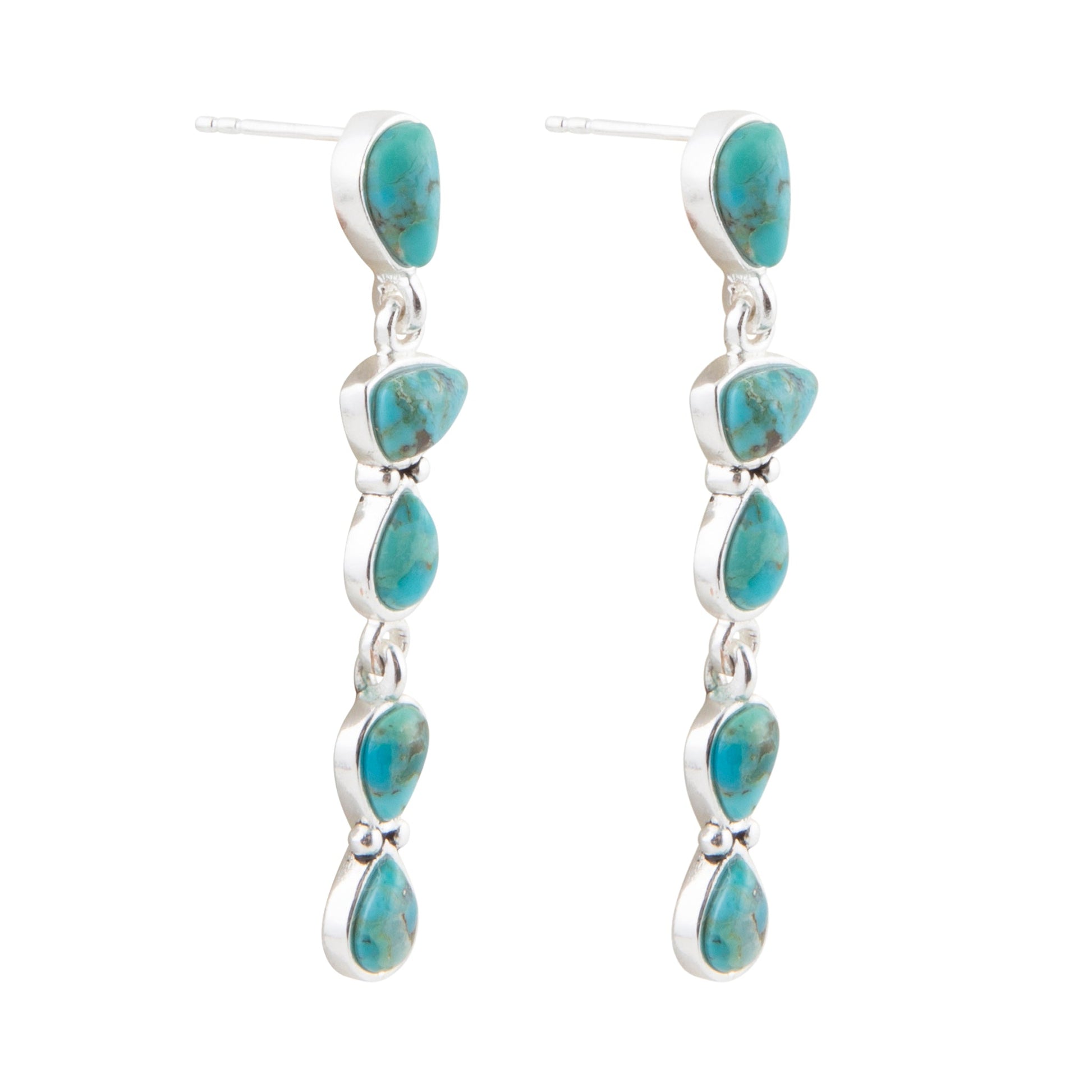 Turquoise stone earrings on a white background