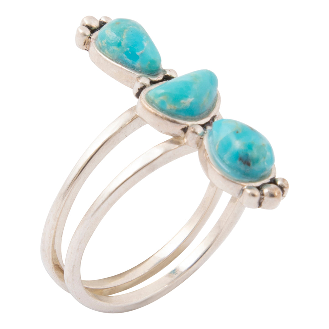 Durango Blue Turquoise and Silver Triple Stone Statement Ring