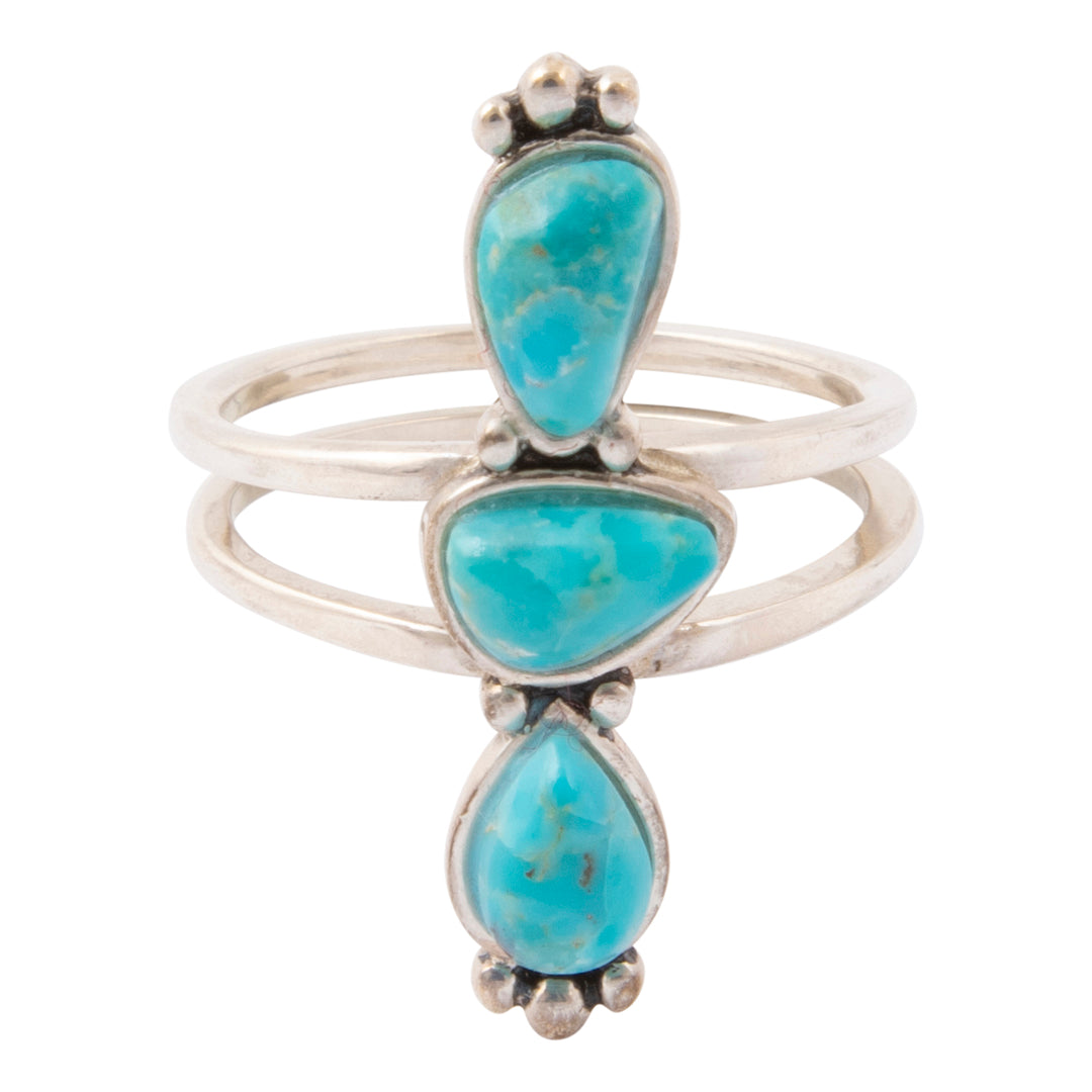 Durango Blue Turquoise and Silver Triple Stone Statement Ring