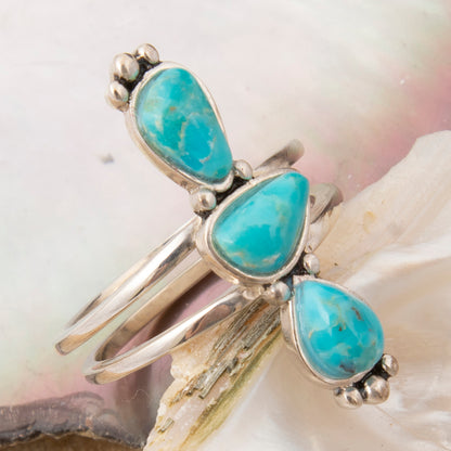 Durango Blue Turquoise and Silver Triple Stone Statement Ring