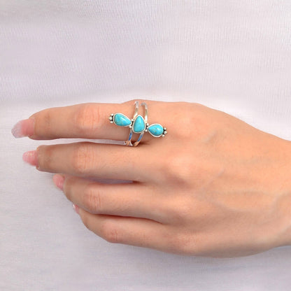 Durango Blue Turquoise and Silver Triple Stone Statement Ring